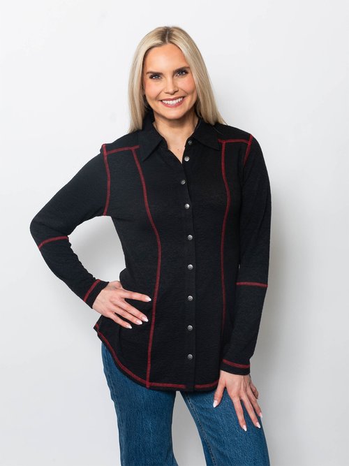 Snoskins Seersucker Knit Button Shirt with matching thread 55578-F25