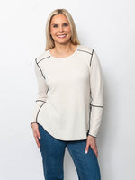 Snoskins Seersucker Crew neck with contrast thread exposed seaming 66692-F25
