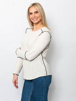 Snoskins Seersucker Crew neck with contrast thread exposed seaming 66692-F25