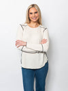 Snoskins Seersucker Crew neck with contrast thread exposed seaming 66692-F25
