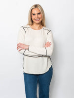 Snoskins Seersucker Crew neck with contrast thread exposed seaming 66692-F25