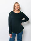 Snoskins Seersucker Crew neck with contrast thread exposed seaming 66692-F25
