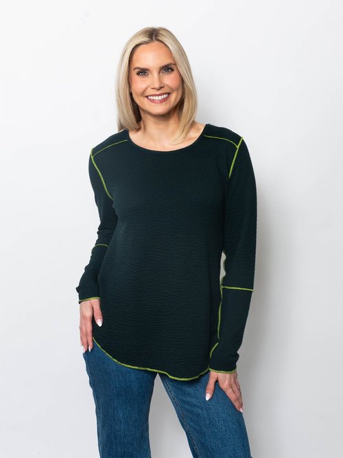 Snoskins Seersucker Crew neck with contrast thread exposed seaming 66692-F25