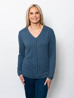 Snoskins Seersucker V-neck top with contrast thread 66694-F25