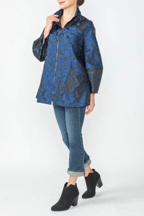IC Collection Blue Hi Collar Zip Up Jacket 6673J