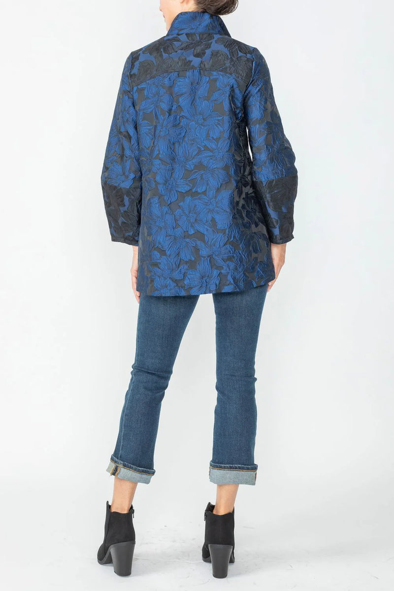 IC Collection Blue Hi Collar Zip Up Jacket 6673J