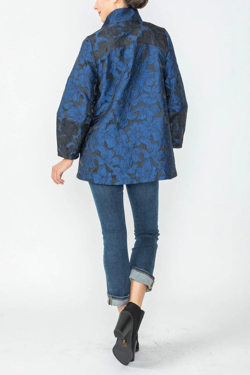 IC Collection Blue Hi Collar Zip Up Jacket 6673J