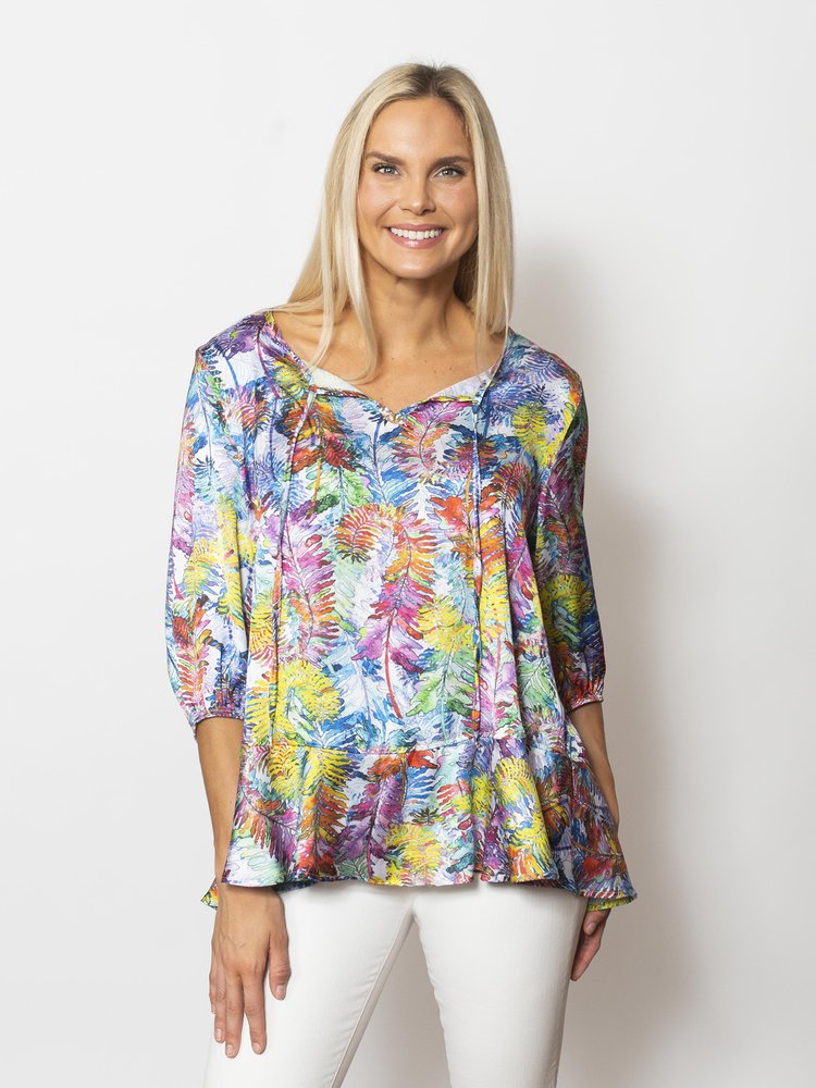 Snoskins Printed Charmeuse Peasant Top 68655-25S