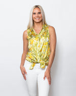 Snoskins Printed Charmeuse Sleeveless Button Front Top 68604-24S