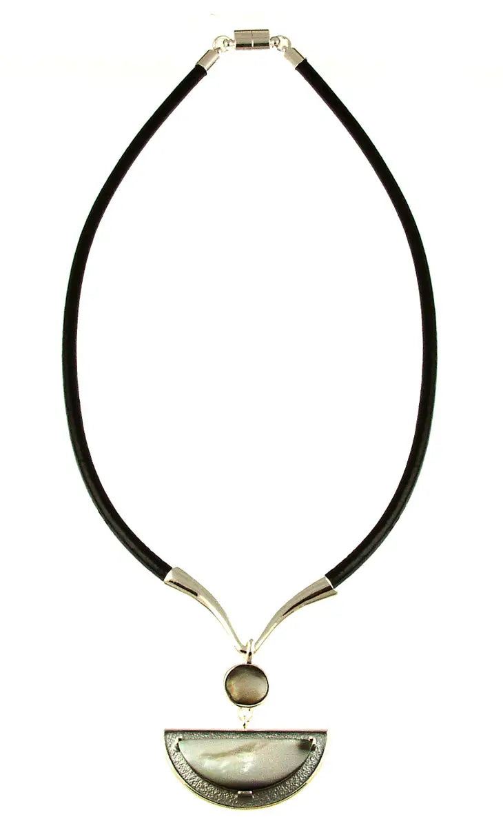 Origin Black Shell Leather Necklace Style 2366