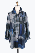 Damee Abstract Art Long Shacket 7097-BLU F24