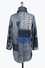 Damee Abstract Art Long Shacket 7097-BLU F24