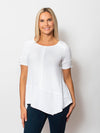 Snoskins Seersucker V-Neck Body Skimming with button Detail Top 77585-25S Matching Thread