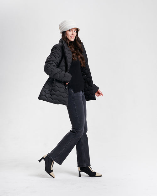 Nikki Jones Lightweight Puffer Jacket with adjustable waist, water resistant 8002-371 F25 Black
