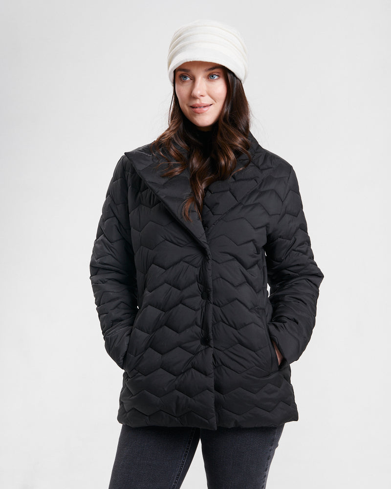 Nikki Jones Lightweight Puffer Jacket with adjustable waist, water resistant 8002-371 F25 Black