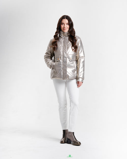 Nikki Jones Metallic Puffer Jacket Water resistant 8003-603 F25 Gold