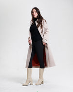 Nikki Jones Trench with back tab detail contrast stitching and lining 8009-397, Birch