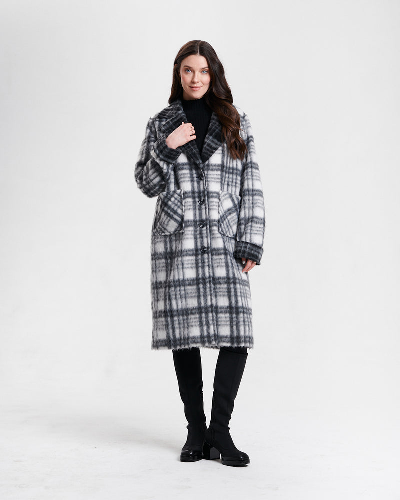 Nikki Jones Brushed Melton Plid Coat 8015-604 F25