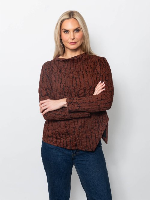 Snoskins Blister Sweater Knit Funnel Neck Top 80704-F25