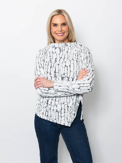 Snoskins Blister Sweater Knit Funnel Neck Top 80704-F25