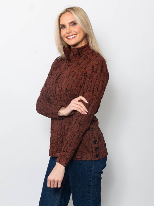 Snoskins Blister Sweater Knit Zip Neck Top 80705-F25