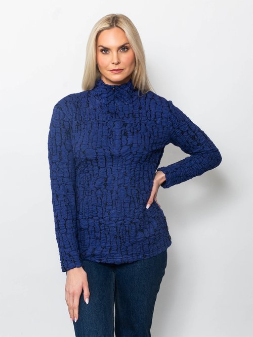 Snoskins Blister Sweater Knit Zip Neck Top 80705-F25