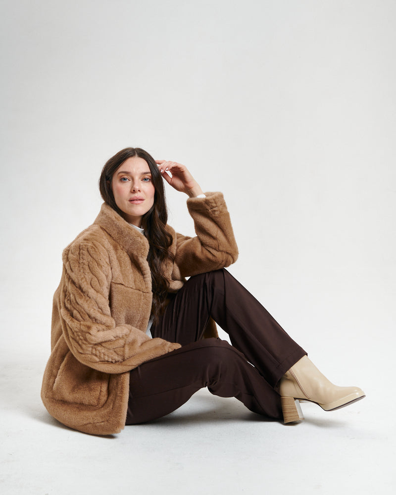 Nikki Jones Reversible Faux Shearling to Cable patterned Faux Fur 8132-607 F25