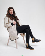 Nikki Jones Lightweight Hooded Puffer Coat with Snap at sides (Water Resistant) 8135-333 F25 Oyster, Navy
