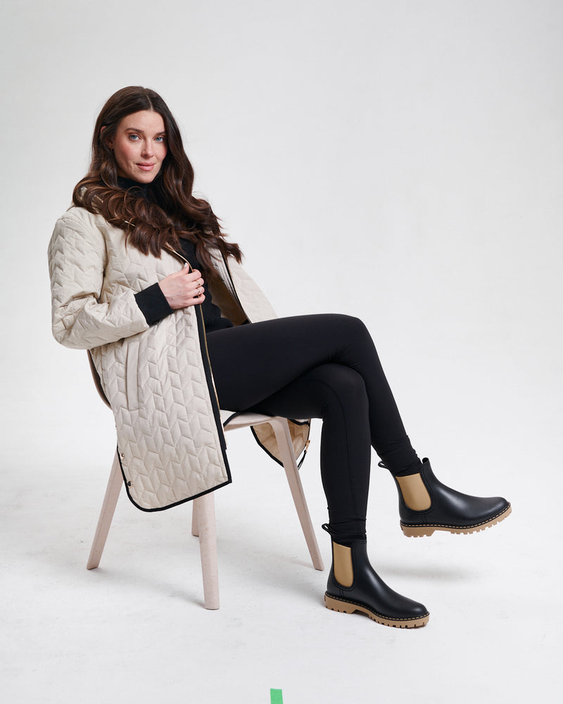 Nikki Jones Lightweight Hooded Puffer Coat with Snap at sides (Water Resistant) 8135-333 F25 Oyster, Navy