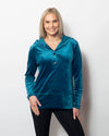 Snoskins Plush Microfleece V-Neck Pullover oversized fit, high low shaped hem Contrast Trim 82619-24F (Copy)