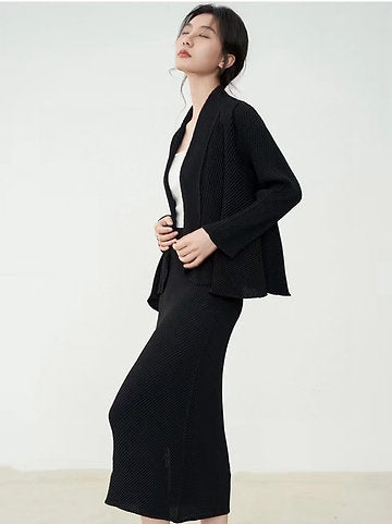 Vanite 83579-skirt, black skirt, 83549-jacket Black, Off white, Grey