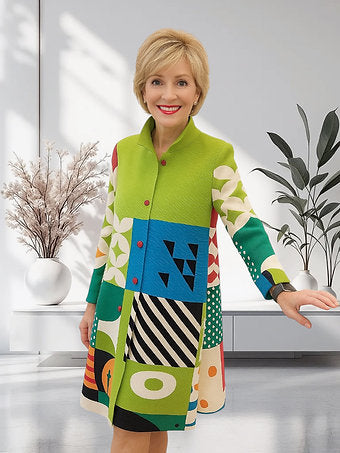 Vanite Jacket/dress green multi/rose mUlti on the back  88770，