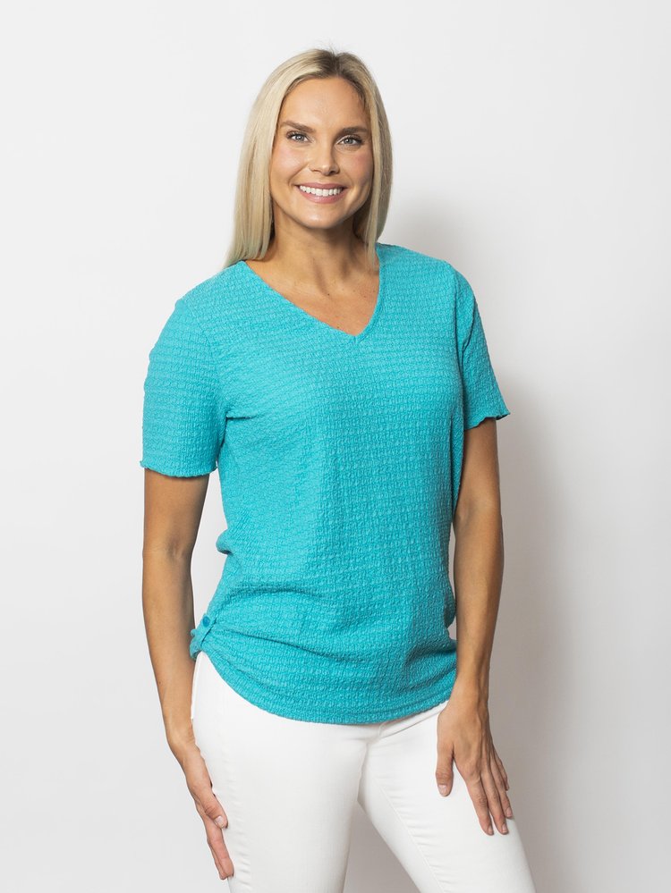 Snoskins Pucker Knit V-Neck with Short Sleeves 88597-25S