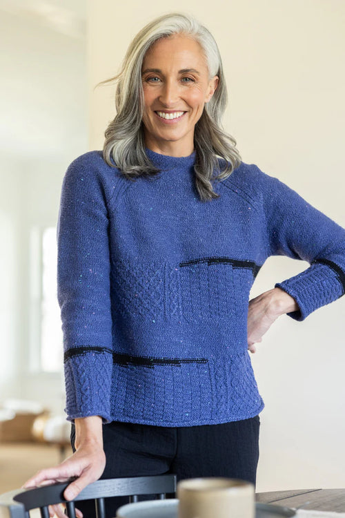 HABITAT HARVEST TWEED MIXED CABLE STITCH PULLOVER F25H 89101