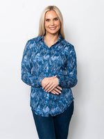 Snoskins Printed Crinkle Mesh Button Shirt 89379-F25