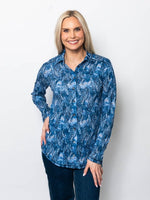Snoskins Printed Crinkle Mesh Button Shirt 89379-F25