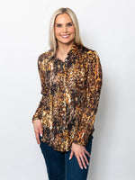 Snoskins Printed Crinkle Mesh Button Shirt 89379-F25