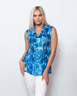 SnoSkins Printed Crinkle Mesh Sleeveless Cowl Top w/side slits 89518-24S