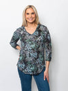 Snoskins Printed Crinkle Mesh V-Neck top 89532-F25