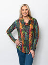 Snoskins Printed Crinkle Mesh V-Neck top 89532-F25