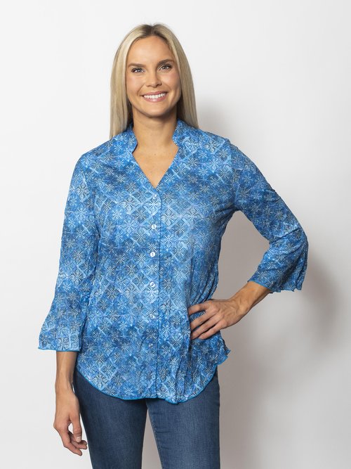 SnoSkins Printed Crinkle Sleeveless Cowl Top 89518-25S