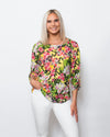 SnoSkins Printed Crinkle Mesh sweetheart Button Blouse 89517-24S