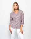 Snoskins Printed Crinkle V Neck Button Shirt 89726-26