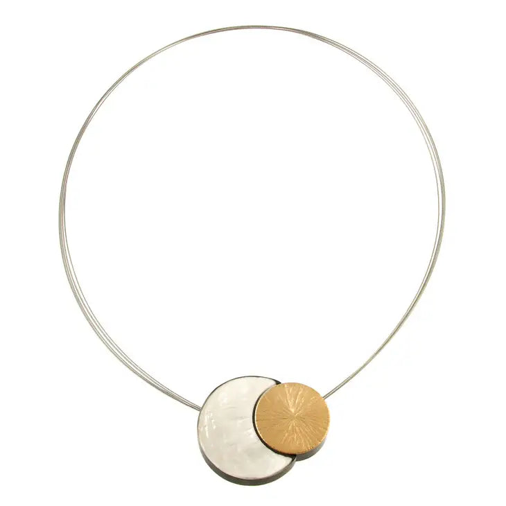 Origin Matt White/Gold Magnet Neck Necklace Style 5424