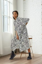Simply Vanite Dress 90193-5 white/circles shirt/ duster