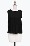 Damee 901T-BLK  CRINKLED SLEEVELESS JEWEL NECK TOP F25