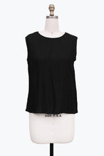 Damee 901T-BLK  CRINKLED SLEEVELESS JEWEL NECK TOP F25