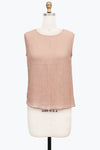 Damee 901T-BLK  CRINKLED SLEEVELESS JEWEL NECK TOP F25