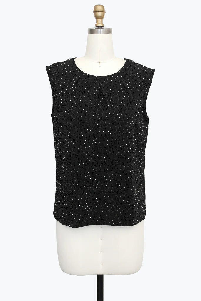 Damee 902T SPARKLE SLEEVELESS JEWEL NECK TOP F25