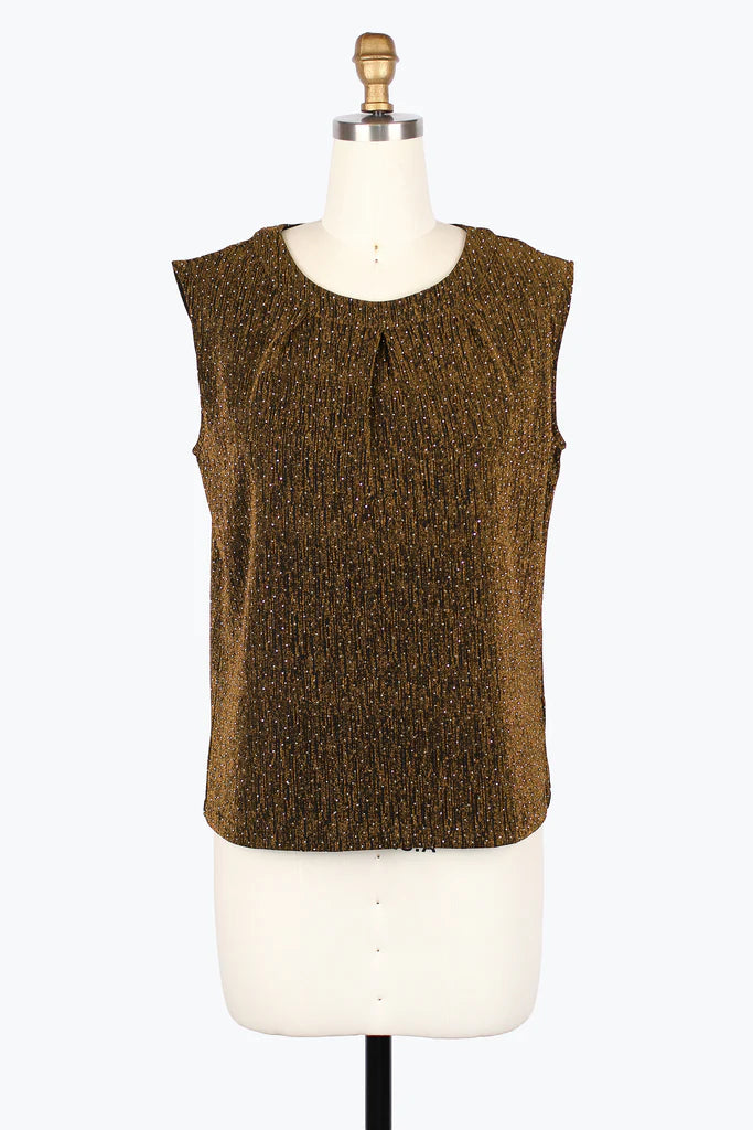 Damee 902T SPARKLE SLEEVELESS JEWEL NECK TOP F25
